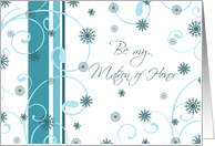 Matron of Honor Christmas Wedding Invitation Card - Turquoise Snowflakes card