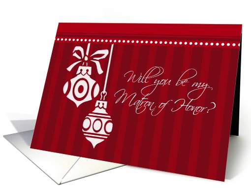 Matron of Honor Christmas Wedding Invitation Card - Red &... (721352)