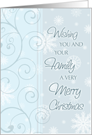 Merry Christmas from All of Us Card - Blue & White Snowflakes card