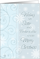 Merry Christmas Sister & Brother in Law Card - Blue & White Snowflakes card