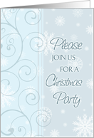 Christmas Party Invitation Card - Blue & White Snowflakes card