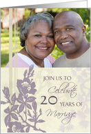 20th Wedding Anniversary Party Invitation Photo Card - Purple Flowers card