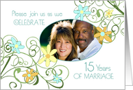 15th Wedding Anniversary Party Invitation Photo Card - Garden Flowers card