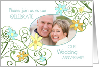 Wedding Anniversary Party Invitation Photo Card - Garden Flowers card