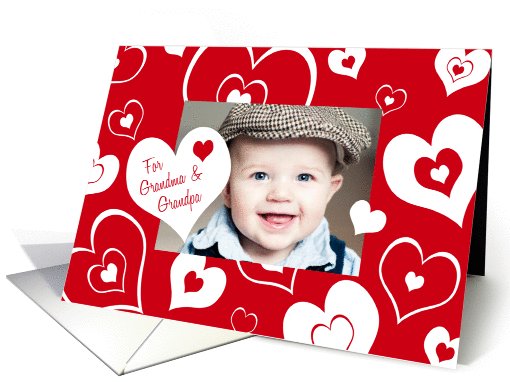 Happy Valentine's Day for Grandparents Photo Card - Red Hearts card