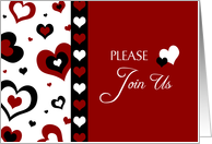 Valentine’s Day Party Invitation Card - Red, Black & White Hearts card