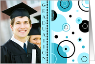 Graduation Party Invitation Photo Card - Blue Circles card