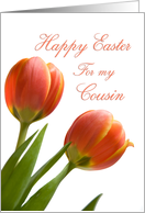 Happy Easter for Cousin Card - Orange Tulips card