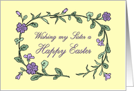 Happy Easter Sister Card - Yellow & Purple Flowers card