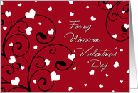 Happy Valentine’s Day Niece Card - Red Hearts & Swirls card