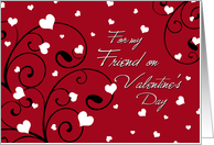 Happy Valentine’s Day Friend Card - Red Hearts & Swirls card