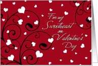 Happy Valentine’s Day for Girlfriend Card - Red Hearts & Swirls card