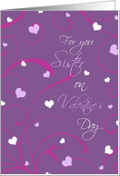 Happy Valentine’s Day for SIster - Purple Hearts & Swirls card