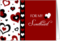 Happy Valentine’s Day for Girlfriend - Red, Black and White Hearts card