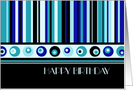 Business Employee Happy Birthday - Blue Stripes card