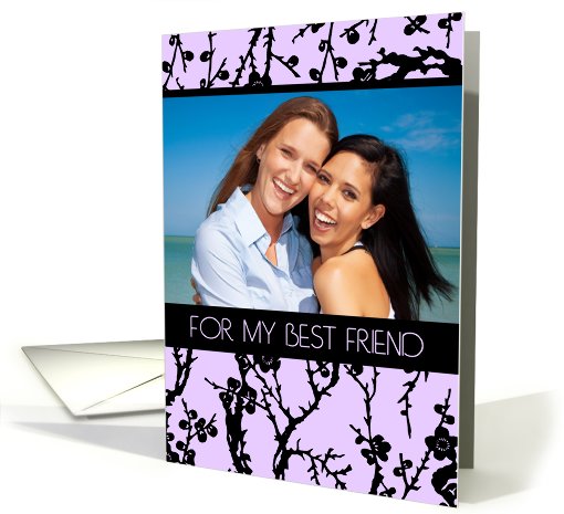 Best Friend Photo Card - Black & Purple Floral card (738825)