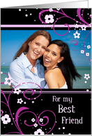 Best Friend Photo Card - Black & Pink Swirls card