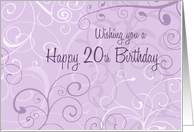 Happy 20th Birthday - Lavender Swirls card