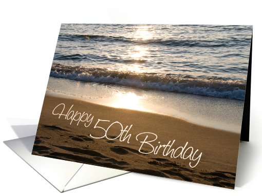 Happy 50th Birthday - Waves at Sunset card (744413)