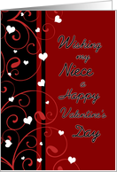Happy Valentine’s Day for Niece - Red, Black & White Hearts card