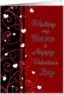 Happy Valentine’s Day for Fiance - Red, Black & White Hearts card