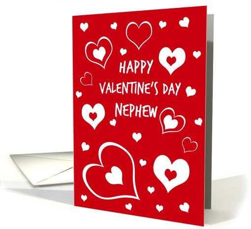 Happy Valentine's Day for Nephew - Red & White Hearts card (752645)