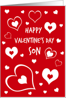 Happy Valentine’s Day for Son - Red & White Hearts card