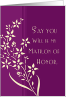Will you be my Matron of Honor Cousin - Plum & Yellow Floral card