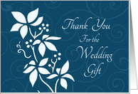 Wedding Gift Thank You - Turquoise Blue Floral card