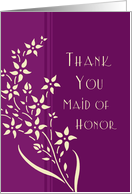 Thank You Maid of Honor for Best Friend - Plum & Yellow Flowers card