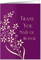 Thank You Maid of Honor for Sister - Plum & Yellow Flowers card