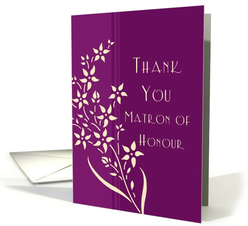 Thank You Matron of Honour for Sister - Plum & Yellow Flowers card