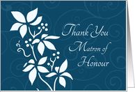 Thank You Matron of Honour for Friend - Turquoise Floral card
