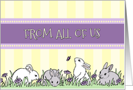 Happy Easter from All of Us - Yellow and Purple Easter Bunnies card