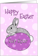 Happy Easter for Step Sister - Pink Easter Bunny card