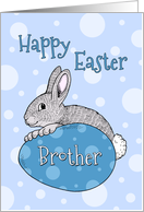 Happy Easter for Brother - Blue Easter Bunny card