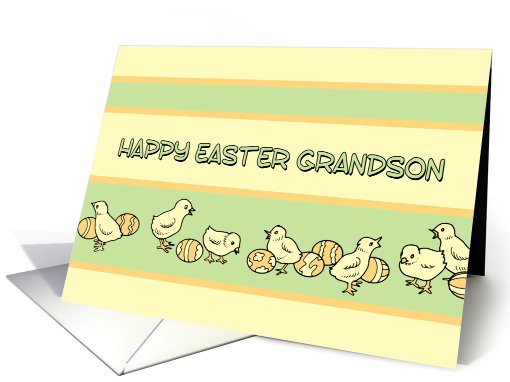 Happy Easter Grandson - Baby Chickens & Easter Eggs card (767615)