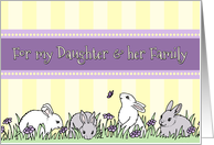 Happy Easter Daughter & Family - Yellow & Purple Easter Bunnies card