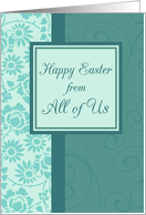 Business Happy Easter from All of Us - Turquoise Floral card
