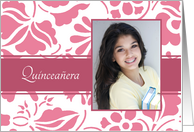 Quinceanera Invitation Photo Card - Pink & White Floral card