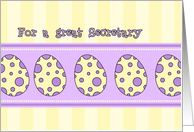 Happy Easter Secretary - Yellow & Purple Easter Eggs card