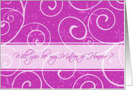 Matron of Honour Invitation for Best Friend - Pink Swirls card