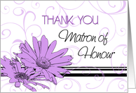 Matron of Honour Thank You for Friend - Purple Swirls & Flowers card