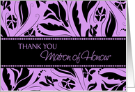 Matron of Honour Thank You - Purple & Black Flowers card