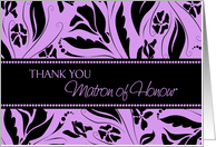 Matron of Honour Thank You for Friend - Purple & Black Flowers card