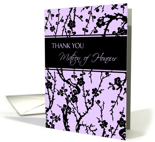 Matron of Honour Thank You for Friend - Lavender & Black Flowers card