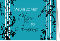 Daughter Engagement Announcement - Black & Turquoise Floral card