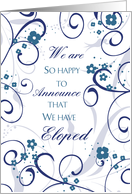 Elopement Announcement - Blue & White Flowers card
