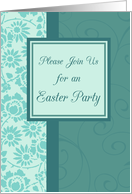 Easter Party Invitation - Turquoise Floral card