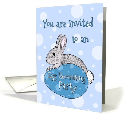 Easter Egg Decorating Party Invitation - Blue Easter Bunny card